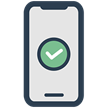 Alfa2Go Mobile App Icon - generic cell phone with a green-circle check mark | Alfa Insurance